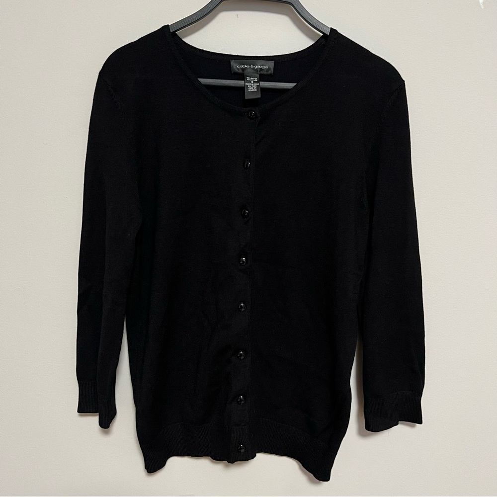 Black Knit Cardigan by Cable and Gauge